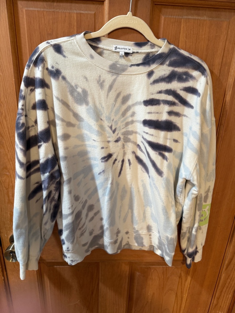 Peloton Spiral Tie-Dye Sweatshirt in Cream & Navy Blue